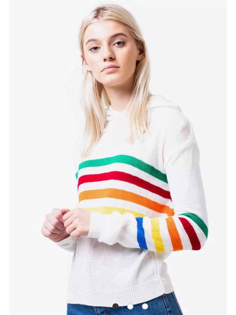 Daisy Street Rainbow Hooded Sweater Size Medium